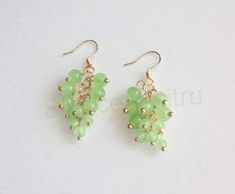 Minerální jadeit náušnice hrozen, víno (X1846)