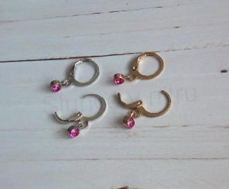 Visací náušnice kroužky s kamínky zlaté (BB841)