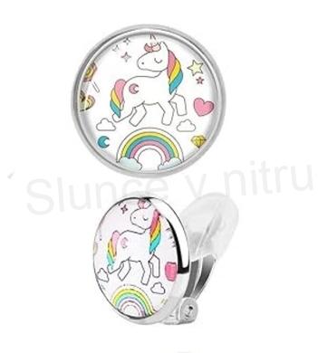 Dívčí náušnice klipsny Jednorožec z nerez oceli 16 mm (BB849)