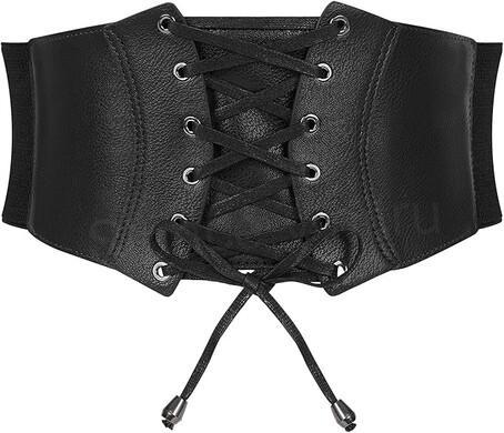 Gotický kožený korzet s druky černý délka složený 32 cm (K531)