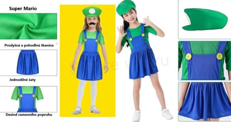 Dětský dívčí kostým Super Mario vel.L (W237)