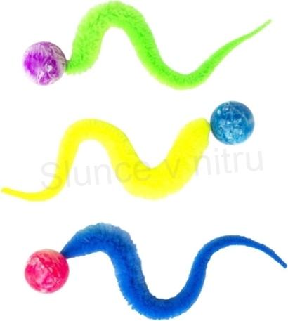 Zábavný skákací, pohybujicí míč, červík pro kočky (T35)