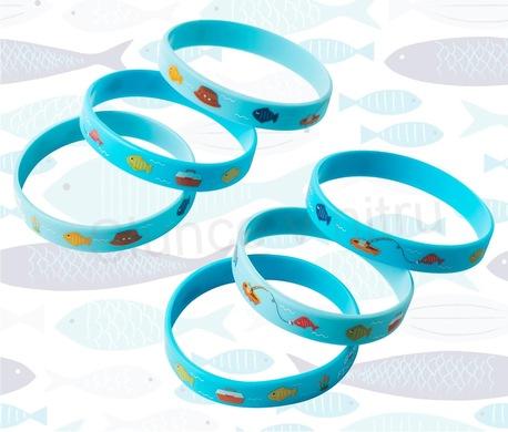 Fishing silikonový náramek rybářský motiv světle modrý (BC588)