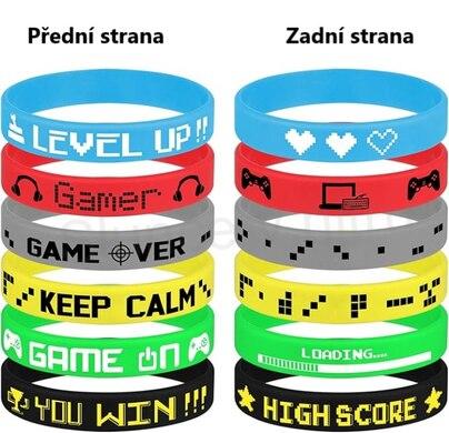 Silikonový náramek herní motiv modrý (BC589)