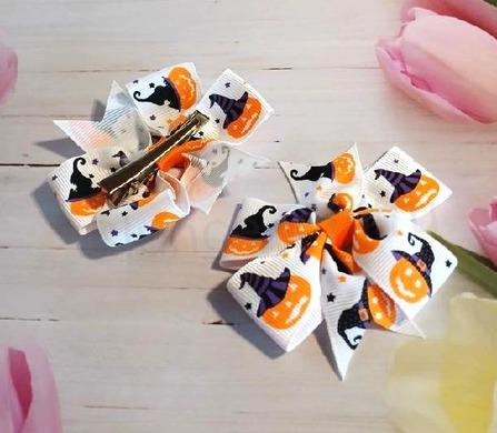 Spona, pineta do vlasů Halloween mašle 8 cm (H619)