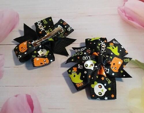 Spona, pineta do vlasů Halloween mašle 8 cm (H620)