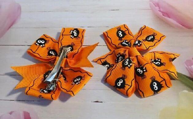 Spona, pineta do vlasů Halloween mašle 8 cm (H625)