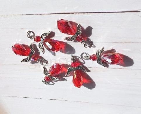 Andílek pro štěstí, talisman AB Swarovski elements červený (H627)