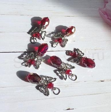 Andílek pro štěstí, talisman AB Swarovski elements tmavě červený (H629)