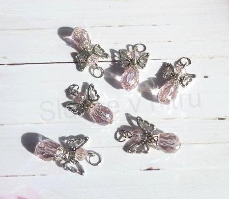 Andílek pro štěstí, talisman AB Swarovski elements růžový (H632)