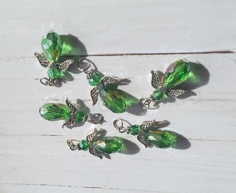 Andílek pro štěstí, talisman AB Swarovski elements zelený (H633)