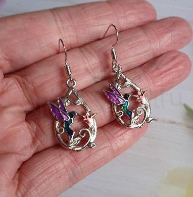 Visací náušnice kolibřík, ptáček (BB851)