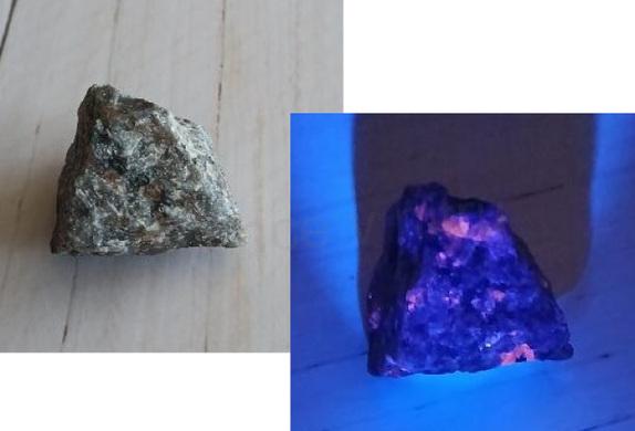 Yooperlit – UV ohnivý kámen, surový 26,6 g (X1860)