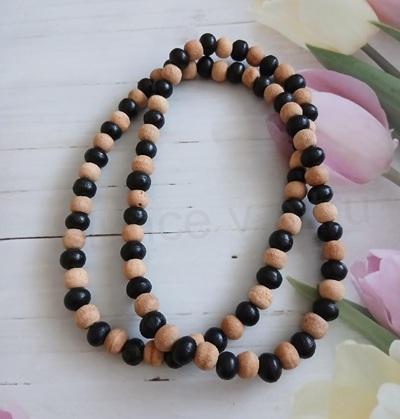 Dřevěný dvoubarevný korálkový náhrdelník z přírodního dřeva (BD904)