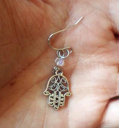 Dlouhé náušnice Ruka Fatimy Hamsa (BB878)