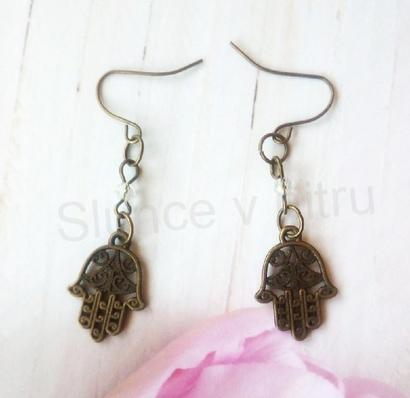 Dlouhé náušnice Ruka Fatimy Hamsa (BB879)