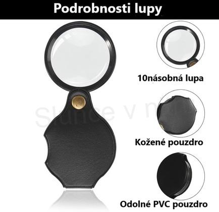 Malá skládací kapesní lupa 10násobné zvětšení (L57)