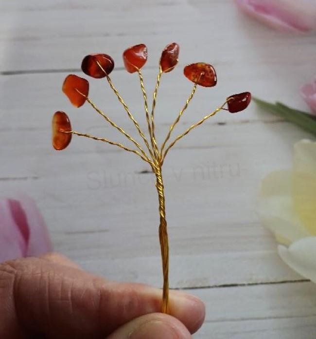 Větvička na strom štěstí karneol 16 cm (VAN26)