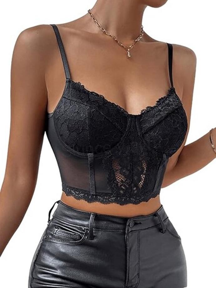 Dámský top s odhaleným bříškem – černý – velikost M (K599)
