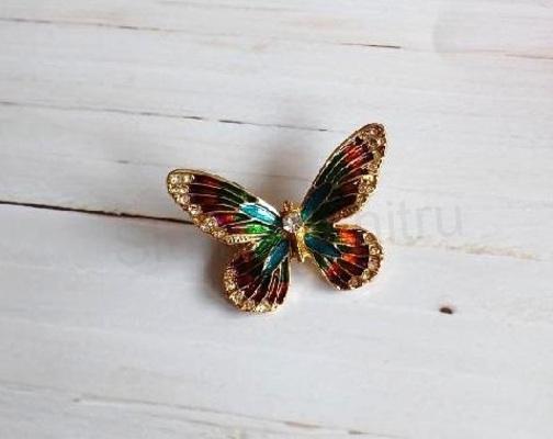Smaltovaná brož s kamínky motýl (H660)