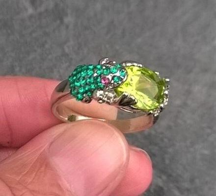 Zirkonový prsten žabka, žába s velkým zirkonem velikost 60 (BP528)