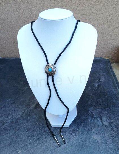 Bolo kravata s květinovým vzorem a tyrkysovým kamenem (BD911)