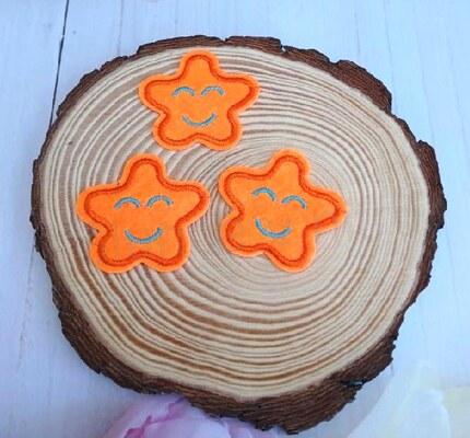 Nášivka, nažehlovačka hvězda oranžová 4,4 cm (C733)