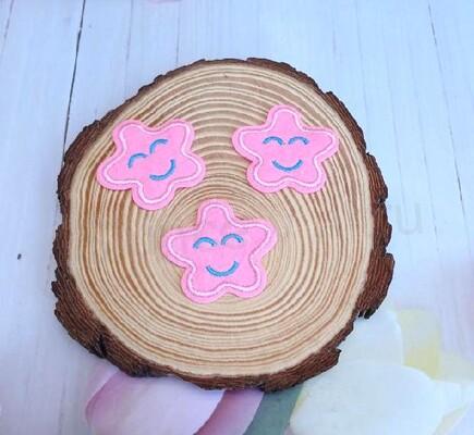 Nášivka, nažehlovačka hvězda růžová 4,4 cm (C741)