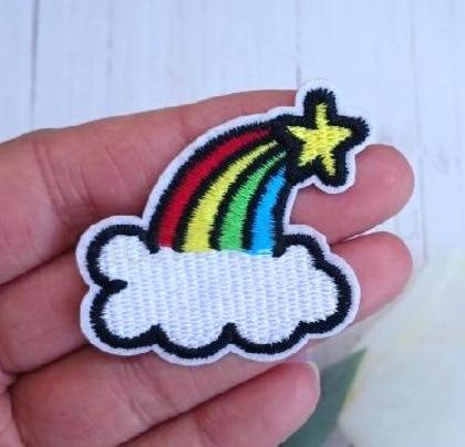Nášivka, nažehlovačka duha, mrak, hvězda 5,3 cm (C748)