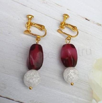 Minerální náušnice klipsy - šroubovací křišťál s ozdobou (X2034)