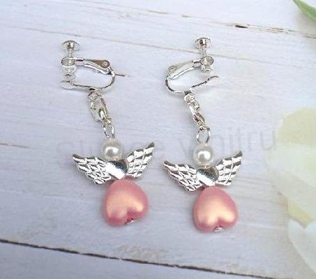 Visací náušnice klipsy - šroubovací s andělem (BB896)