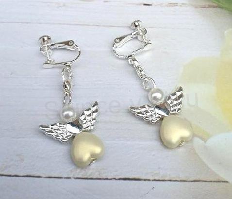 Visací náušnice klipsy - šroubovací s andělem (BB897)