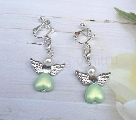 Visací náušnice klipsy - šroubovací s andělem (BB901)