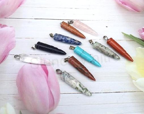  Minerální přívěsek náboj, kulka kišťál (X2037)