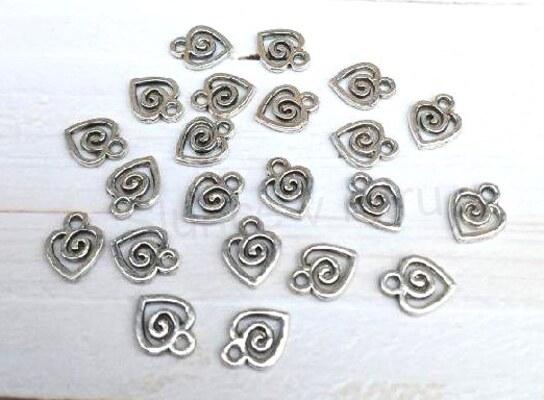 Přívěsek srdce se spirálou - 9,5 x 7,5 mm (AA344)