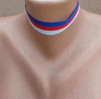 Náhrdelník choker stužkový v barvách státní vlajka Česko - Rusko (BD917)