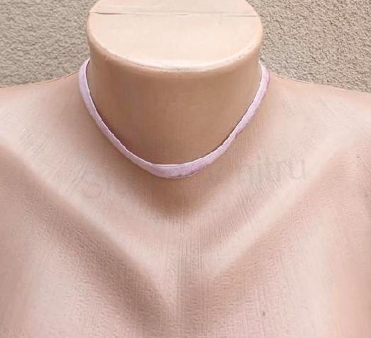Náhrdelník choker sametový krátký růžový (BD922)
