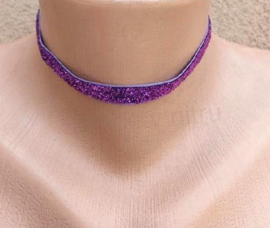 Náhrdelník choker krátký fialový (BD928)