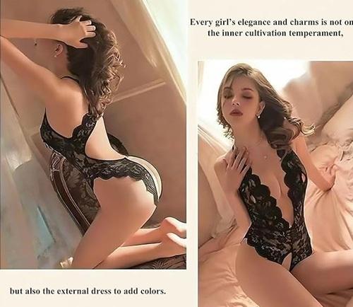 Dámské jednodílné spodní krajkové prádlo velikost 3XL černé (K614)