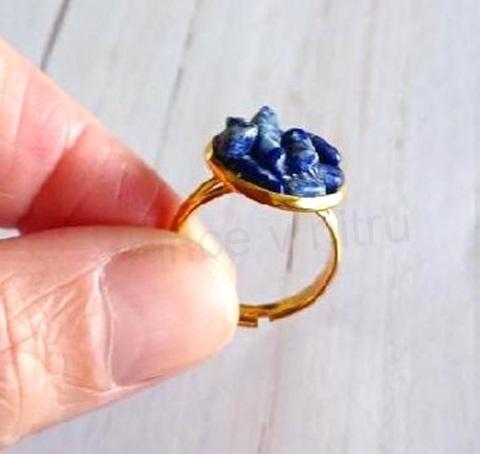 Minerální nastavitený prsten pravý lapis lazuli (X2045)