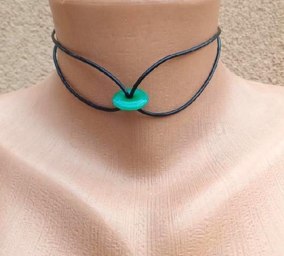 Minerální zdvojený náhrdelník choker jadeit donut (X2052)