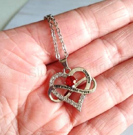 Řetízkový náhrdelník nekonečno v srdci s kamínky (BD948)