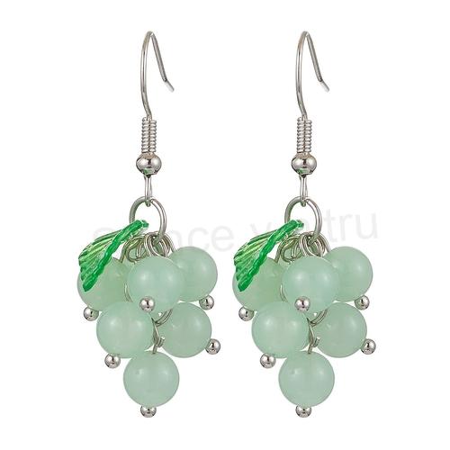 Minerální jadeit náušnice hrozen, víno (X2083)