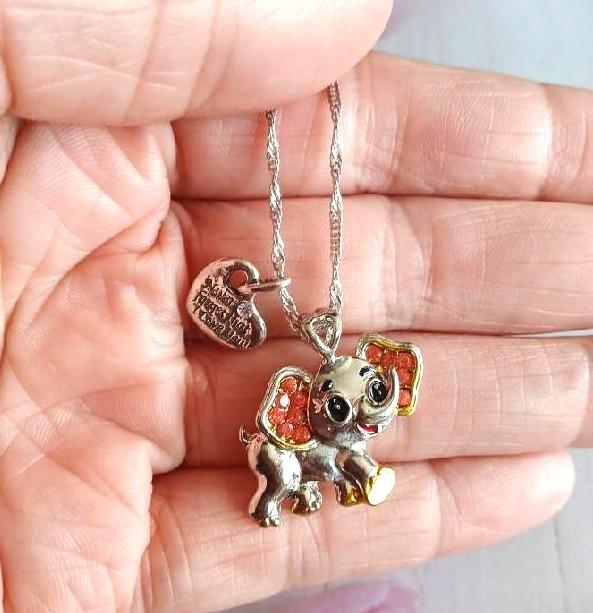 Náhrdelník s přívěskem slon, slůně se zirkony (BD961)