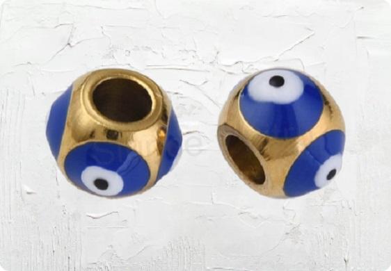 Smaltované korálky z nerezové Ocely - oko 8,9 x 8,9 x 6,1 mm (AA364)