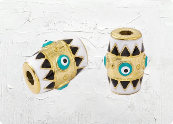 Nerezový smaltovaný korálek váleček oko - mezidíl 16 x 12 mm (AA365)