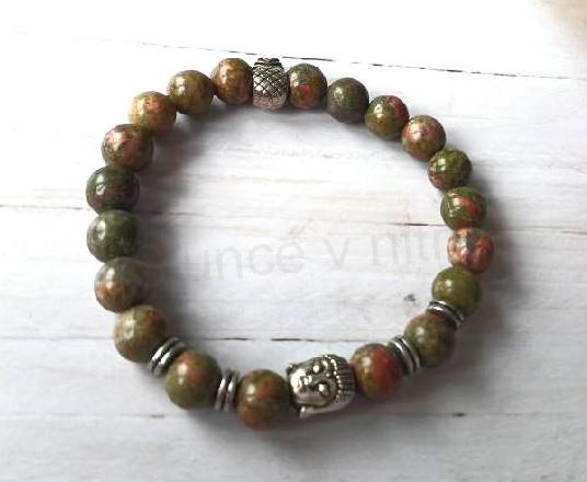 Minerální náramek unakit ozdoba Buddha, ananas (X2100)