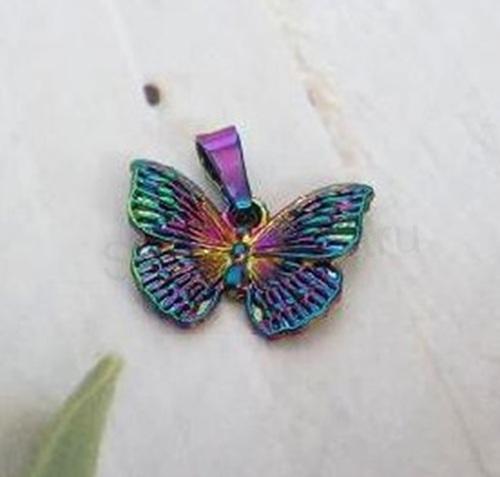 Nerezový přívěsek motýl, iontové pokovování - 18 x 13 mm (AA389)