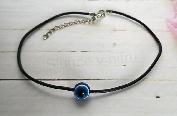 Náhrdelník choker kůže - korálek oko (BD979)
