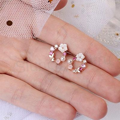 Květinové kulaté puzetové náušnice postříbřené (BB904)